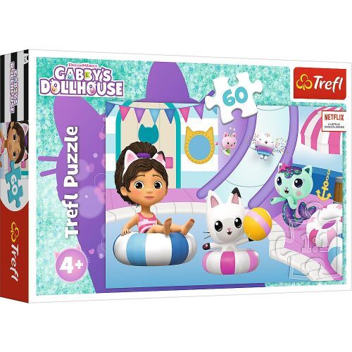 Trefl TRF17393 Puzzle da 60 Pezzi - Gabby's Dollhouse: Gabby at the Pool