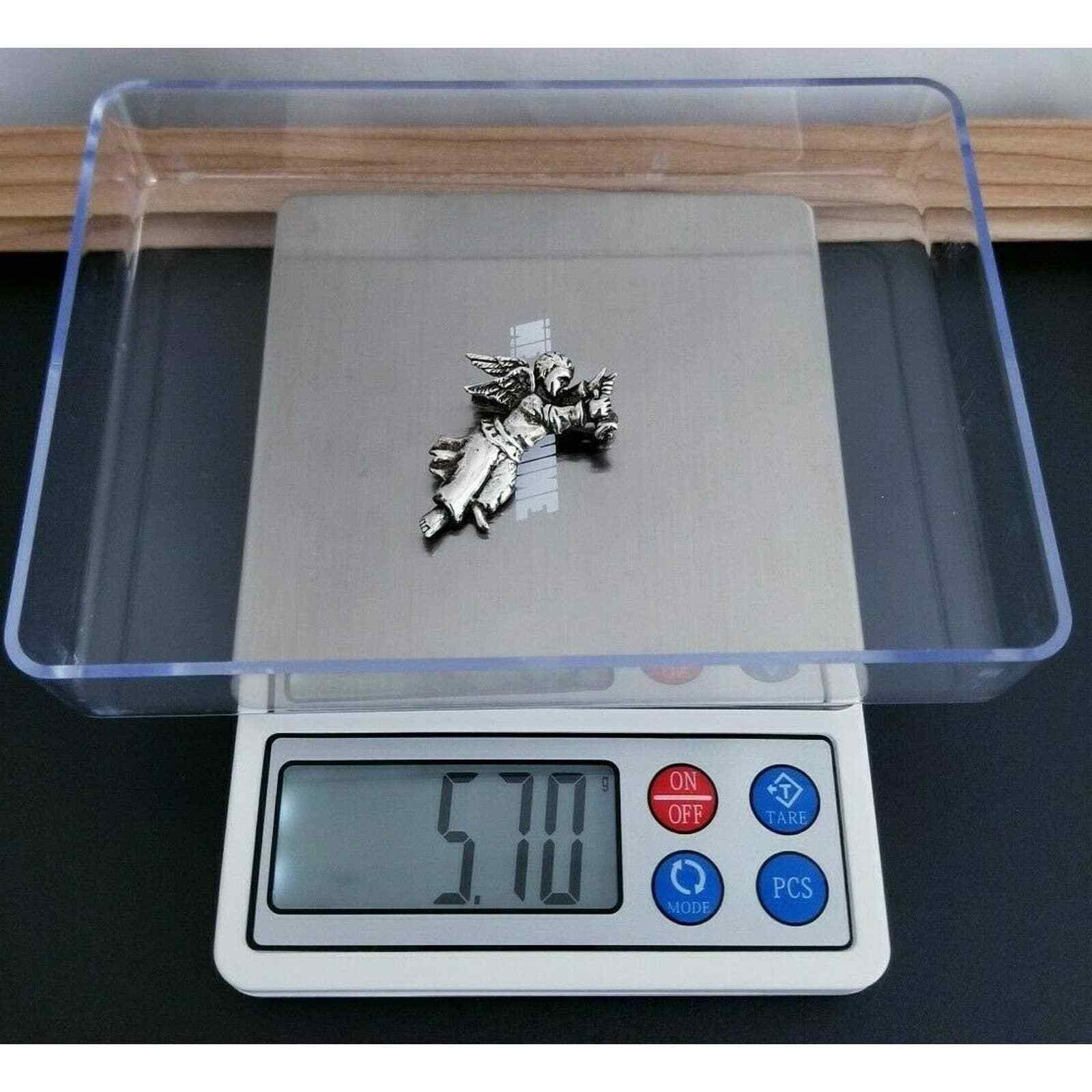 Vintage Sterling Silver Cherub Angel Pendant or Brooch, 1 5/8" 5.7g