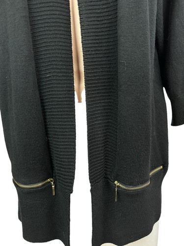 Carmen Size 1X Black Knit Cardigan Sweater Open Front 3/4 Sleeve Rayon/Nylon - Picture 2 of 7