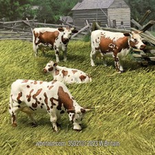 W.Britain 35021 Brown Randall Lineback Cows - Four cows in a box Britains 