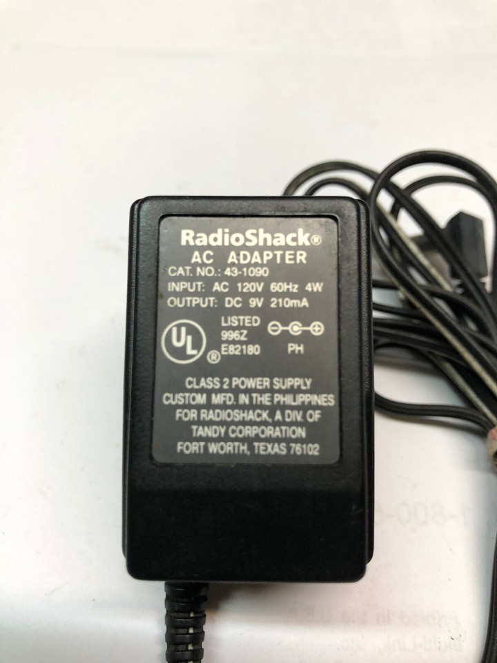 RADIO SHACK 43-1090 AC/DC POWER SUPPLY - 9VDC@210MA | eBay