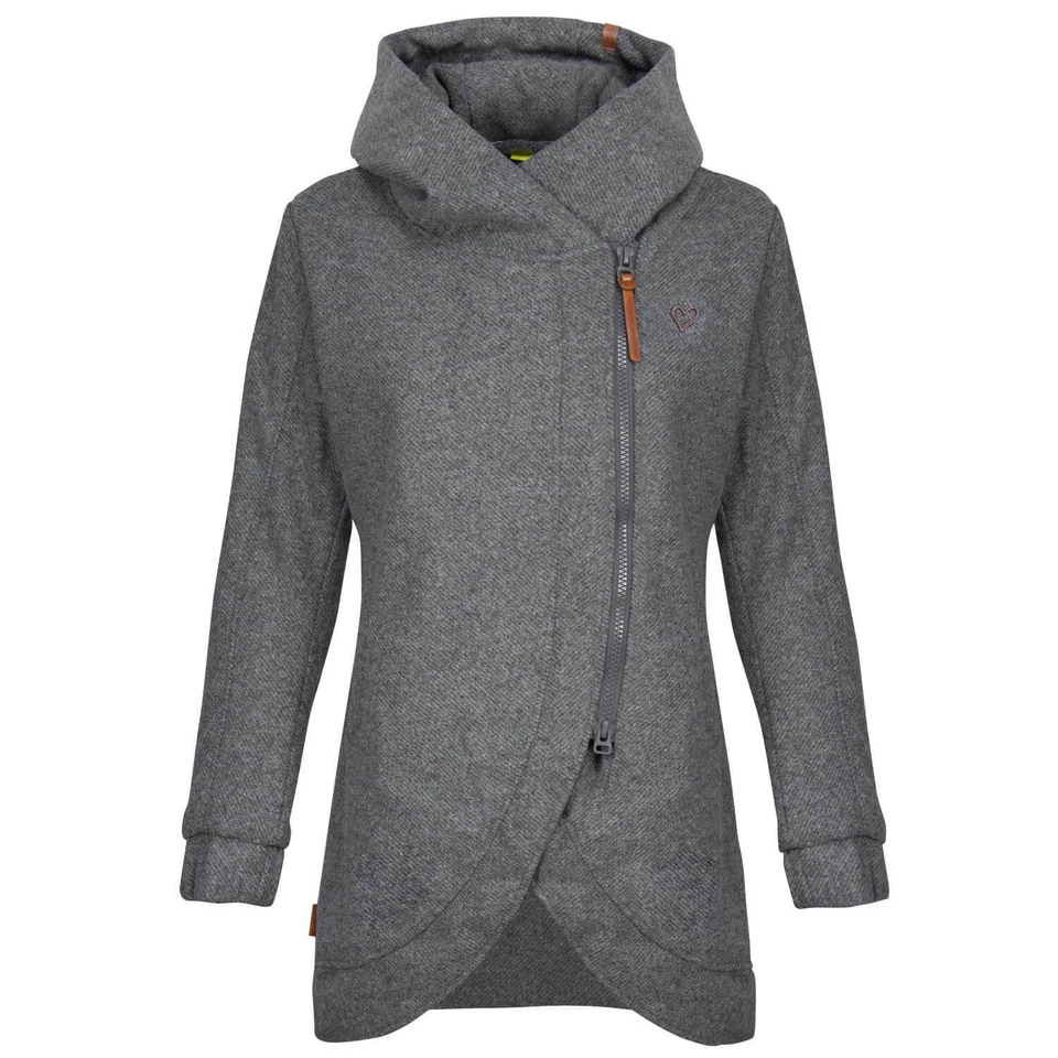 Alife and Kickin Damen Mantel Jacke Kurzmantel meliert Teddyfell Kapuze