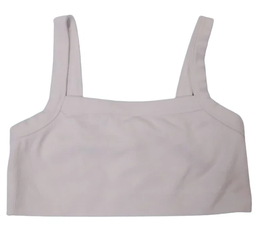 Womens Sports Bra Top Ribbed Tank White Crop Top Size Small No Tag