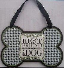 Image of Wooden Plaque "A Man's Best Friend Is His Dog" Boxed ready for a gift 