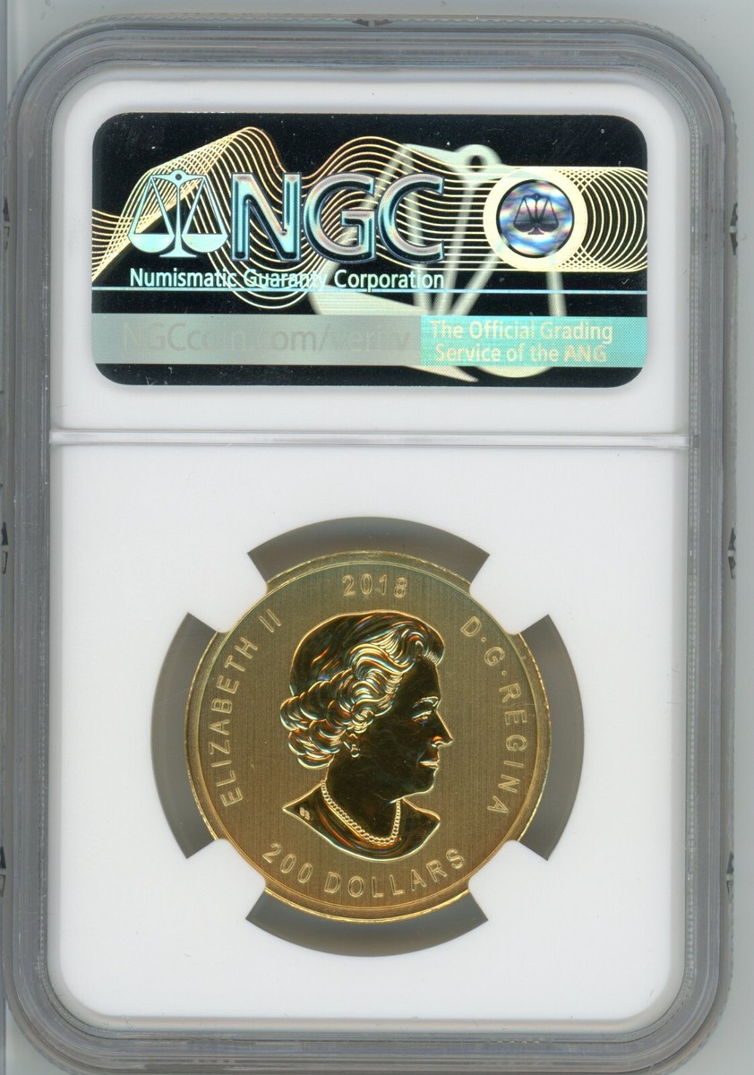レア‼️ 2018年 NGC MS70 イーグル銀貨1オンス ゴールドコア 2018 Canada 1 Oz. Gold $200 Golden Eagle NGC MS70 Early