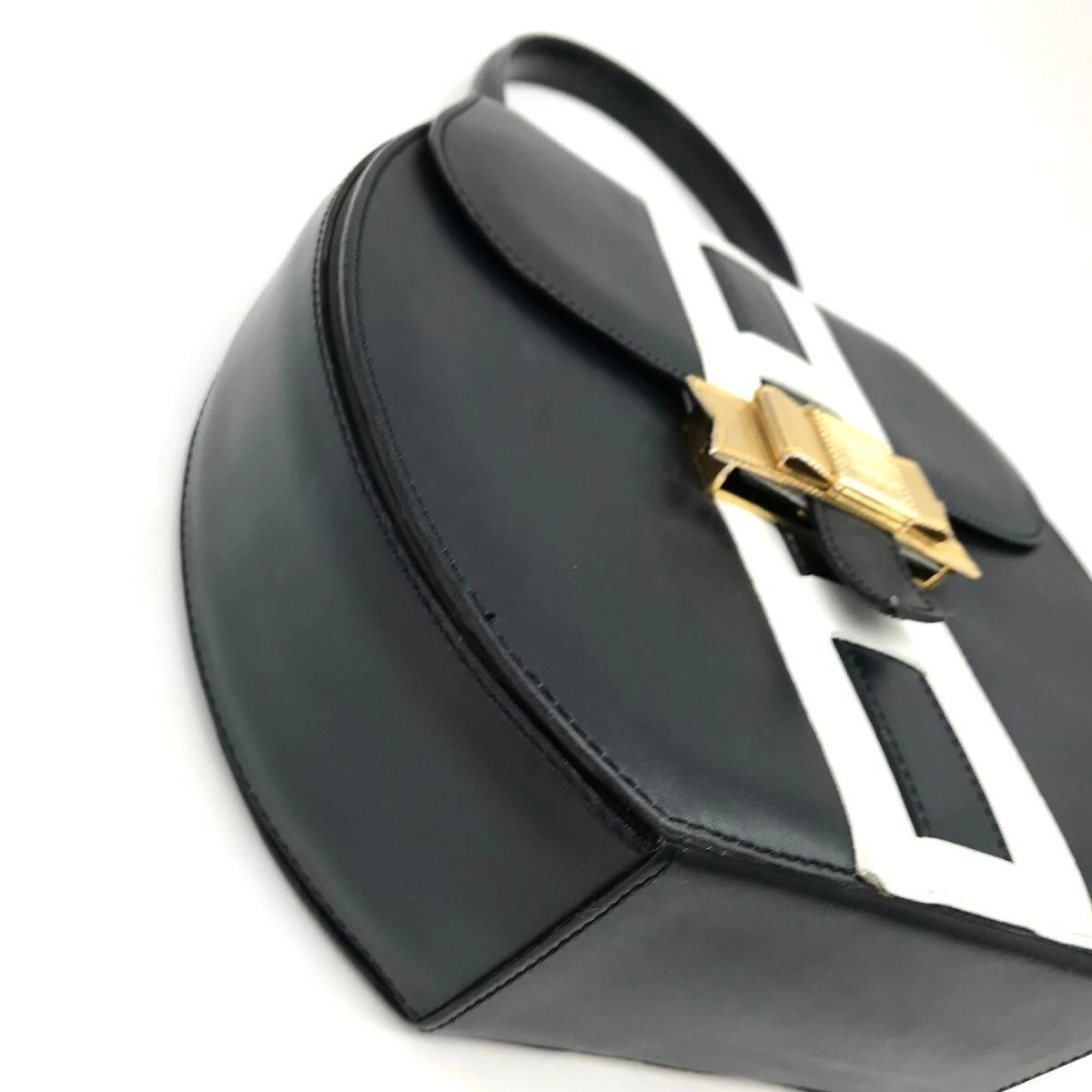 Borsa donna Celine M6512 in pelle con nastro oro bianco navy un solo articolo