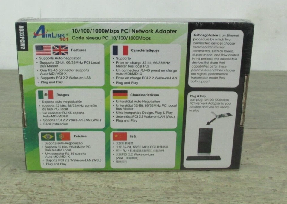 NEW Airlink 101 1x RJ-45 10/100/1000Mpbs PCI Network Adapter Card  AG32PCIV2 * - Image 2 of 2