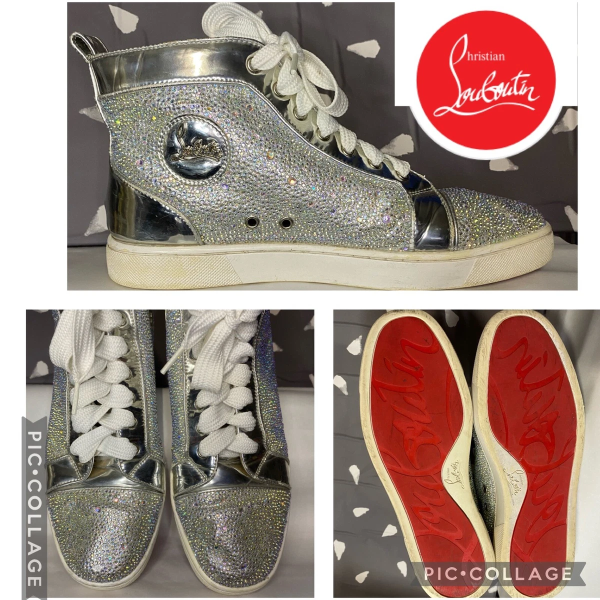 Christian Strass Embellished Silver High Sneaker 43/ US 10 | eBay