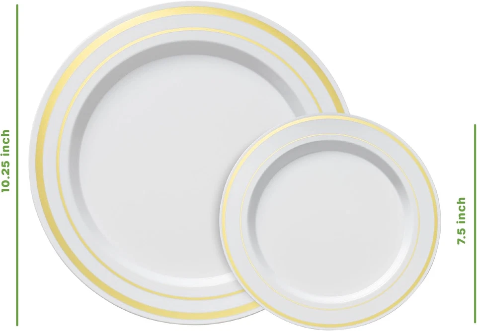 SETUP [60 Piece Combo Gold Trim Plastic Plates - Premium Heavy-Duty 30 Disposabl - Image 2 of 4