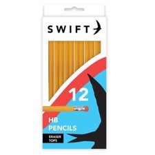 12 x HB Pencils With Eraser Tops - Quality Yellow Pencils
