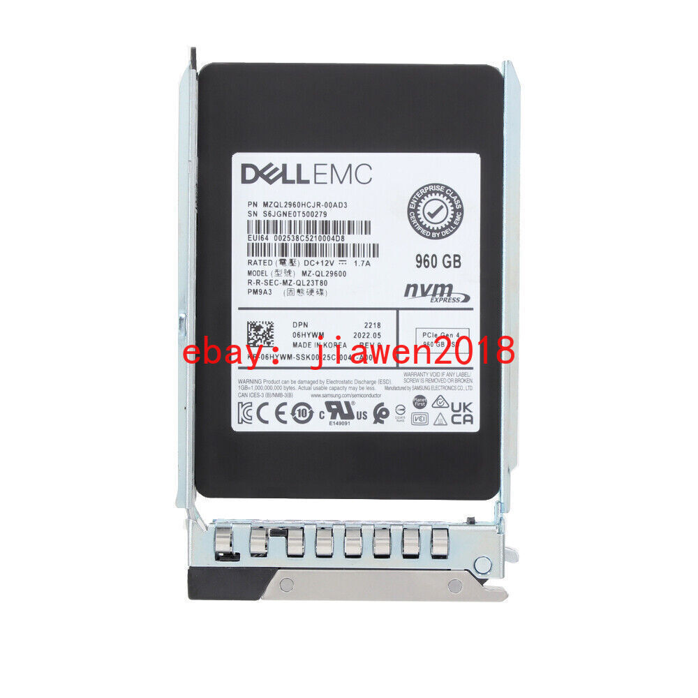 Dell 960GB U.2 NVMe SSD PowerEdge GEN14 16G 730 T560 R660 R760