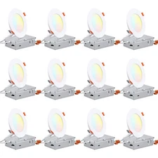 12-Pack 4 Inch 5CCT LED Recessed Light, CRI 90, Ultra-Thin Downlight, Dimmable