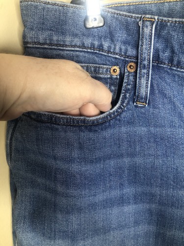 Pantalones de mezclilla J Crew Factory 33 tiro medio acampanados lavado medio 5 bolsillos cremallera botón mosca - Imagen 4 de 9