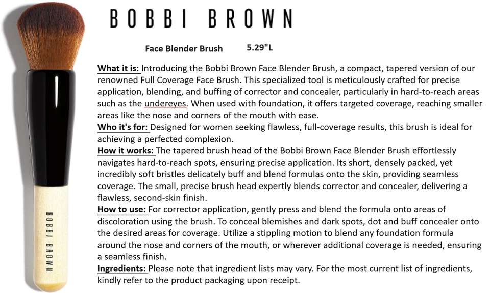 Cepillo Base Facial Cobertura Completa BOBBI BROWN Nuevo en Caja 100% Auténtico Foto 2 de 4