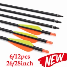 6/12Pcs 26/28Inch Carbon Arrows Hunting Arrows  For Outdoor Practic Targeting
