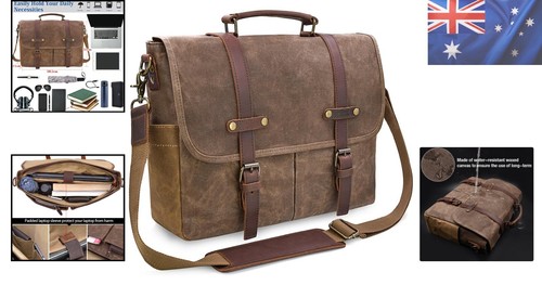 Large 15.6-Inch Laptop Messenger Bag - Vintage Leather & Adjustable Strap - Picture 2 of 11