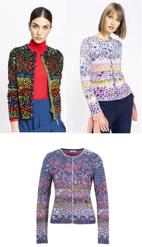 Ivko Jacket Cardigan Navy Blue Flowers 
