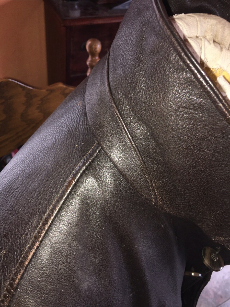 Vintage EDDIE BAUER Car Coat Genuine Leather Jacket Fully