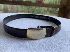 VTG Salvatori Belt Womens XS 24 Genuine Alligator Brown Monogrammed Brass Buckle