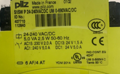 Rel&egrave; Di Sicurezza Pilz 407710 S1SW P &ndash; 24-240VAC/DC &ndash; Nuovo Di Zecca