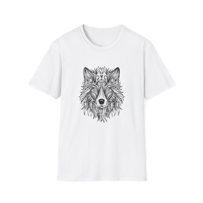 Wolf Face T-Shirt Featuring a Bold Tribal-Inspired Artwork Design
