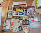 Vintage Sewing Craft Lot Tools Needles Pins Bobbins Skirt Marker
