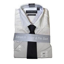 Nick Graham Men's Modern Fit Solid Dress Shirt, White 15.5 32-33  70