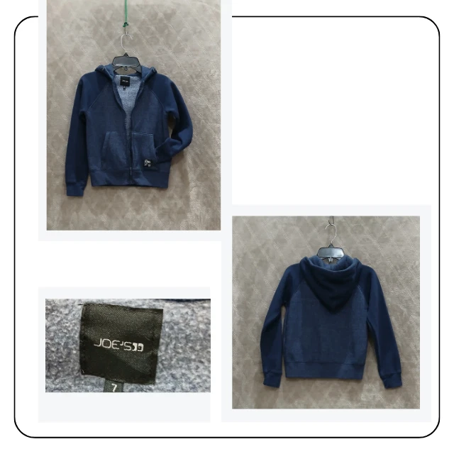 Joe's Sudadera con Capucha Juvenil 7/8 Azul Cremallera Completa Sudadera Chaqueta Polar Dos Tonos Bolsillos Foto 2 de 4