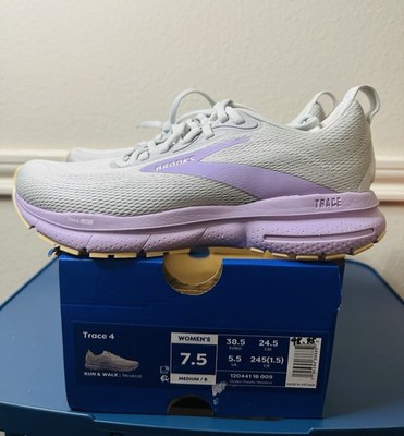 Brooks Trace 4 Women's Running Sneaker Gray Purple Cushioned Breathable US 7.5