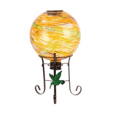 YELENEW 10" Solar Gazing Ball 8.5" Metal Stand, Outdoor Garden Glass Globe