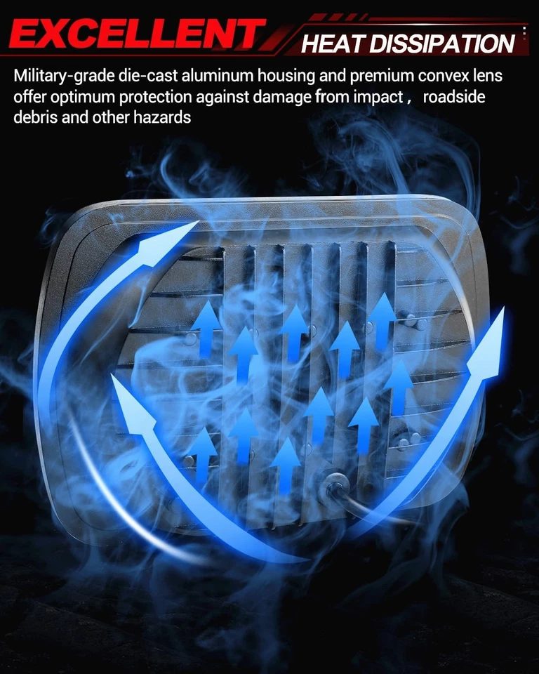 Faros LED giratorios DRL de 7x6" pulgadas 2 piezas Fit Oldsmobile Cutlass Supreme 1978-1979 Foto 4 de 4