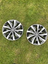 Two Piece 15inch Car Hub Caps Wheel Covers Black And White Decrotive Finish UK