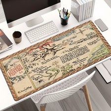 40 90cm Extra-Large Gaming Mouse Pad with Fantasy Map Design - Non-Slip Rubber B
