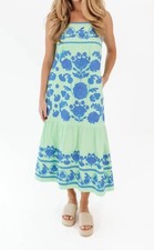 J. Marie The Landon Embroidered Sleeveless Midi Dress Green Womens Large
