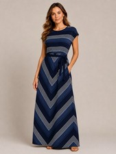 Tommy Hilfiger Womens Long Dress Blue Size Small S