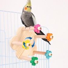 Parrot Perch Wheel Toy Exercise Chewing Hanging Bird Stand Toy for