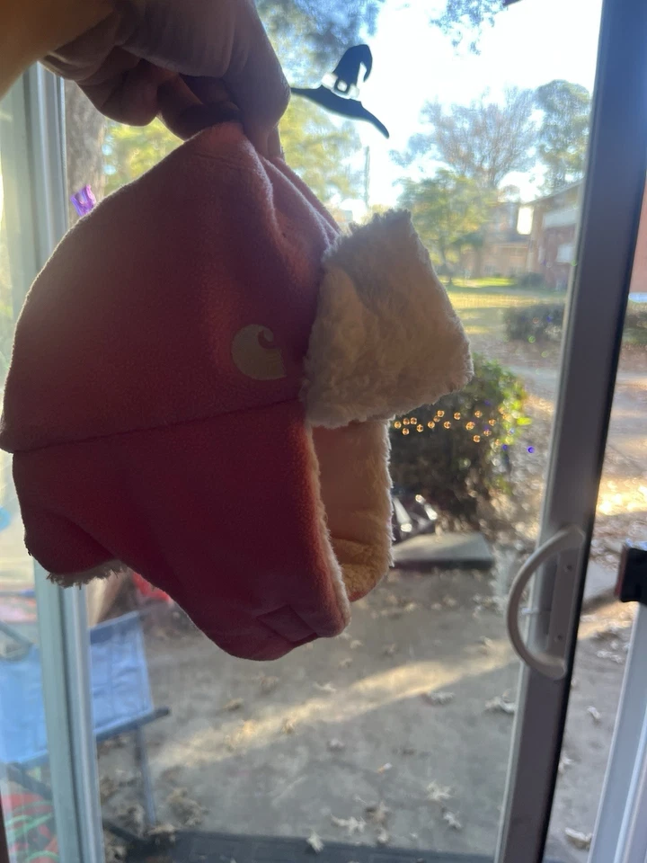 Шляпа Carhartt для младенцев ясельного возраста розовая с искусственной флисовой подкладкой ушной клапан детская трапперская шляпа - Изображение 2 из 3