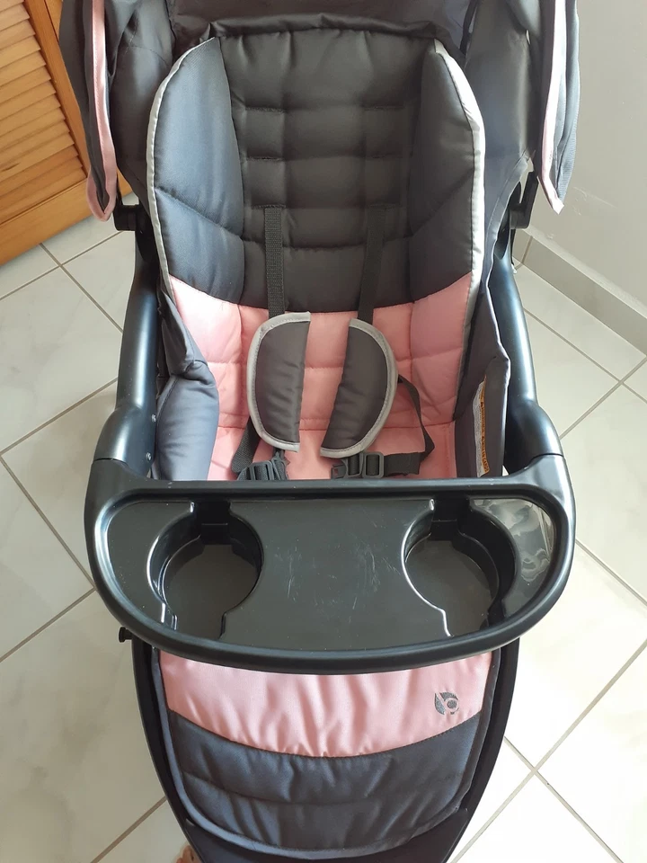 Cochecito Baby Trend EZ Ride Travel System rosa y gris con elevador EZ Foto 2 de 4