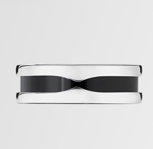 Bvlgari "Save the Children" Black Ceramic & Sterling Silver Band Ring Size 6 - Bild 4 von 4