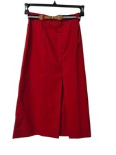 Vintage The Villager Women's Belted Red Maxi Skirt Size 12 Vibrant Colors