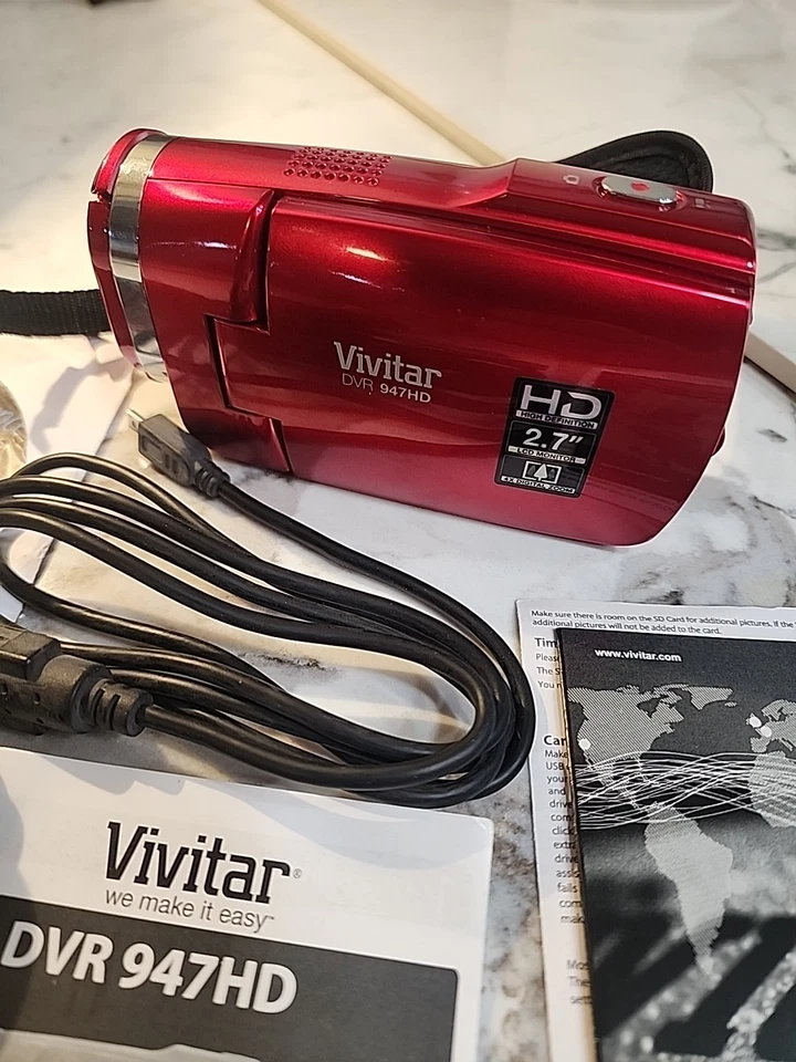 Vivitar DVR947HD Camcorder -  Red - TESTED & WORKING - Image 3 of 4