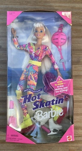 Barbie Hot Skatin’ Blonde Mattel 13511 Vtg 1994 In-line & Ice Skating 💕🔵🟣🟡💕