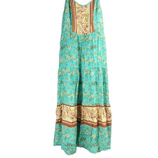 Angashion Women’s Floral Boho Maxi Dress Size L V-Neck Adjustable Spaghetti Stra