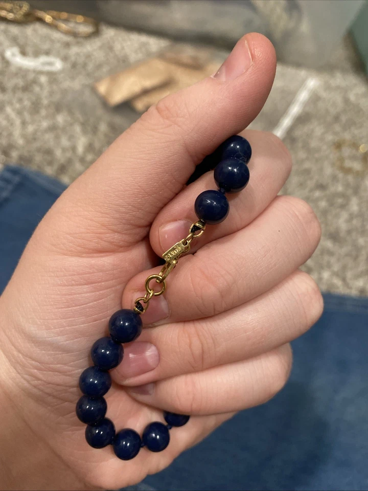 Pulsera Monet Vintage Azul Marino Cuentas Vidrio Tono Dorado Foto 2 de 3