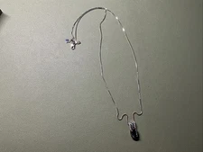 14K White Gold Blue Topaz Pendant And 21” Adjustable Chain 