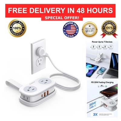 ORICO 20W USB-C Travel Power Strip 4 AC Outlets 3 USB Ports Cruise Approved