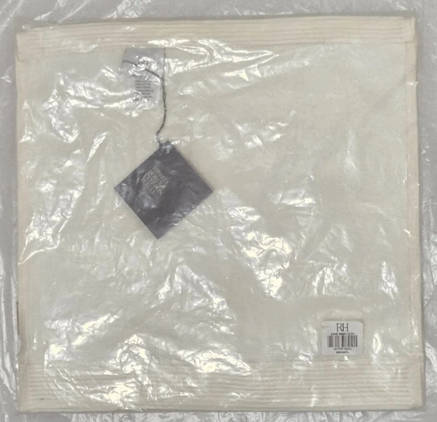 Restoration Hardware RH Ribbed Border Cotton Towel 1-Washcloth 12" x 12" Natural