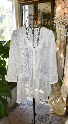 Johhny Was Blouse (Ivory Silk/chiffon) Size large