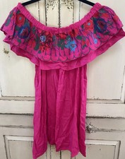 Umgee Dress Medium Pink Only In Paradise Beech Party Floral Embroidered F