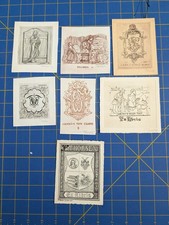 7 Ex libris By Oskar Thorsen (Artist) bookplate 6 signed